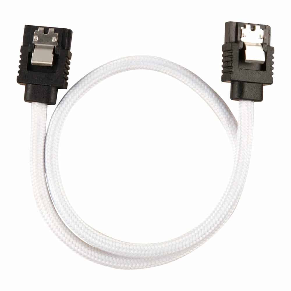 Corsair 30cm White Premium Braided Sleeved SATA Data Cable